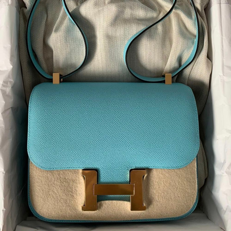 Hermès Constance 24 Bleu Atoll Epsom Gold Hardware GHW