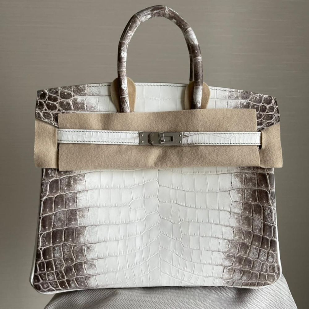Hermes Birkin 25 Himalaya Niloticus Crocodile Palladium Hardware White Madison Avenue Couture