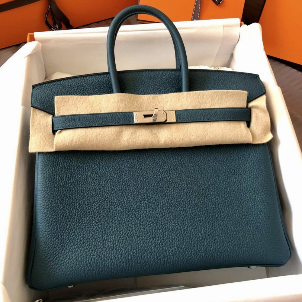 Hermès Birkin 25 Vert Bosphore/Bleu Ocean Togo Palladium Hardware