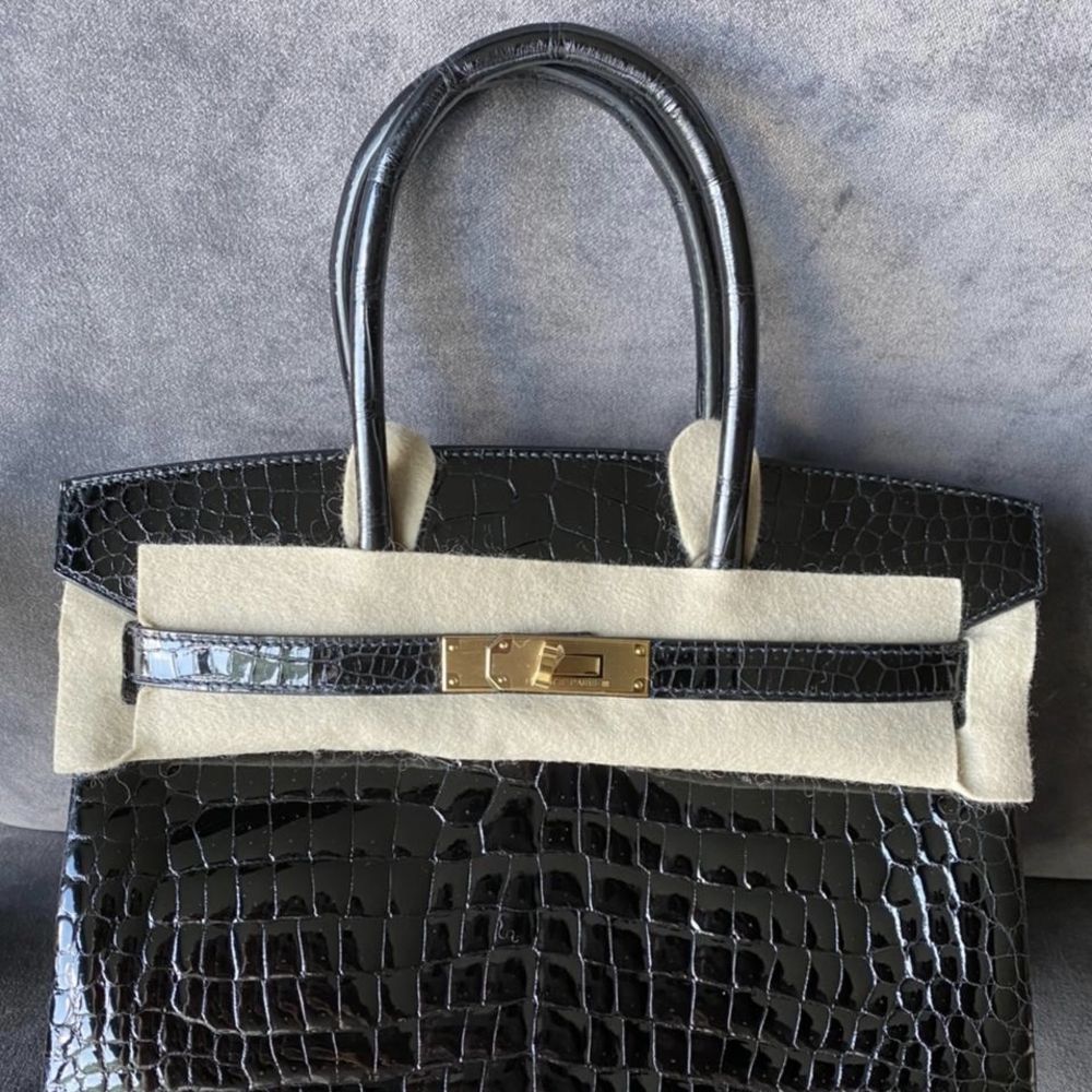Hermès Birkin 30 Noir (Black) Crocodile Porosus Lisse Gold Hardware GHW
