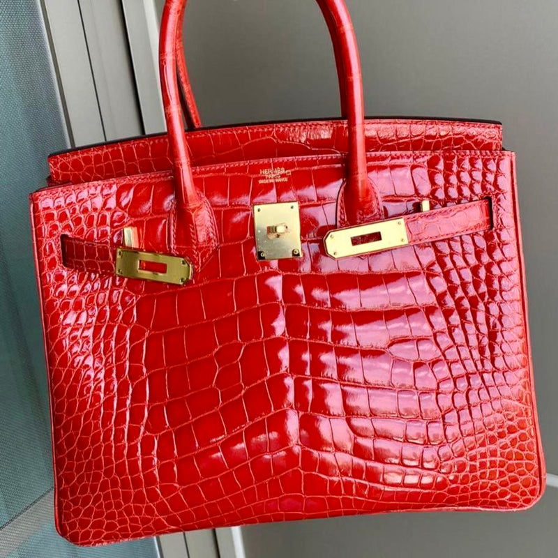 Hermès Birkin 30 Geranium Alligator Mississippi Lisse Gold Hardware GHW