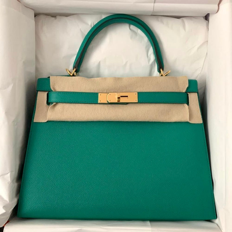 Hermès Kelly 28 Vert Jade Sellier Epsom Gold Hardware GHW