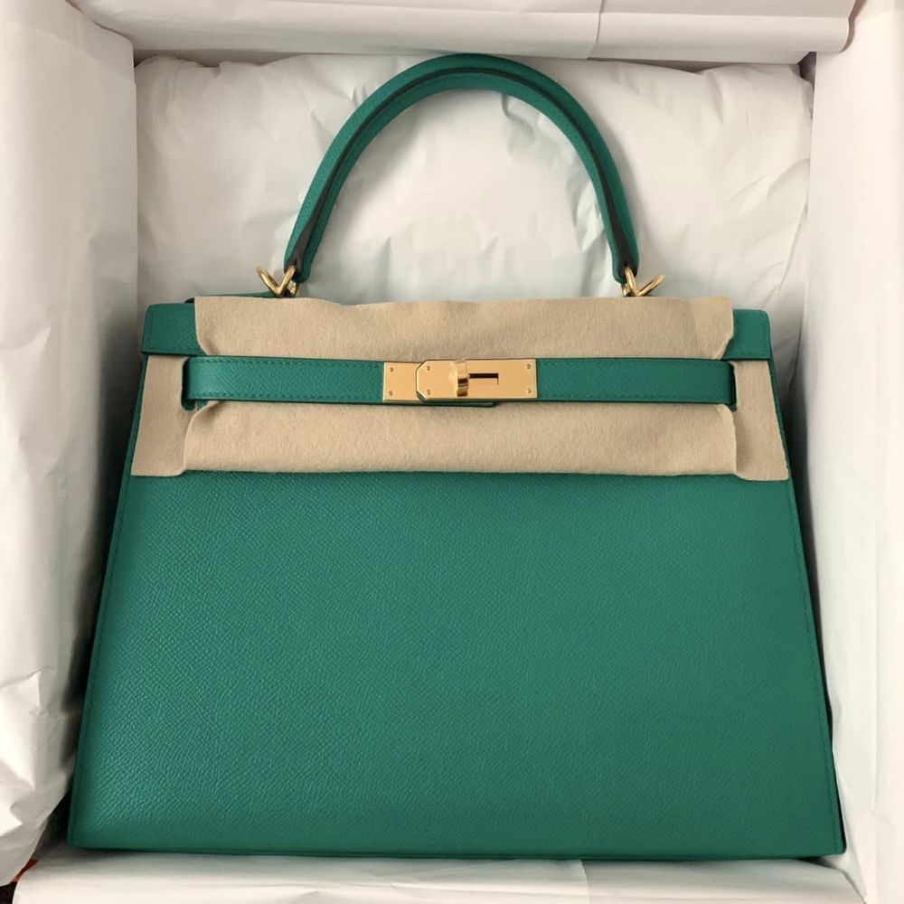 Hermès Mini Kelly Jade Epsom 20 Gold Hardware, 2022 (Very Good), Green Womens Handbag
