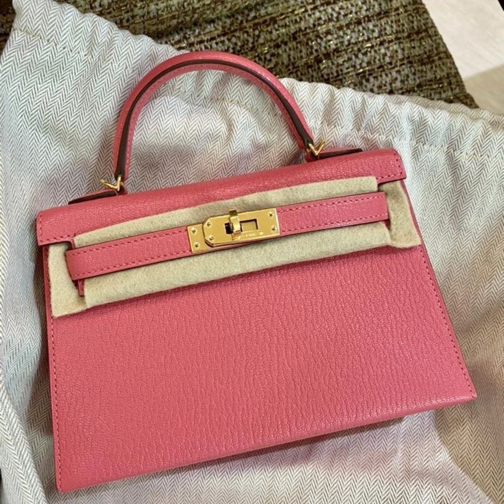 Hermès Kelly 20 Rose Lipstick Sellier Chevre Mysore Gold Hardware GHW