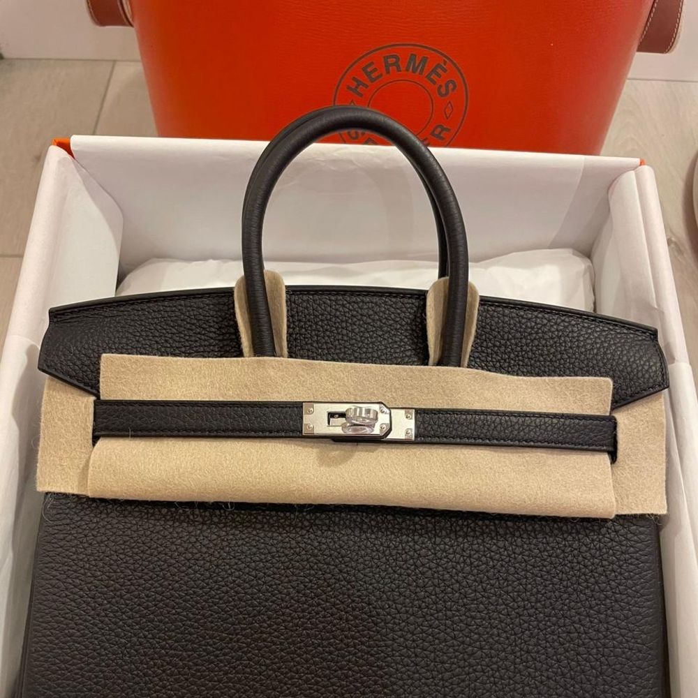 Hermès Birkin 25 Noir (Black) Togo Palladium Hardware PHW
