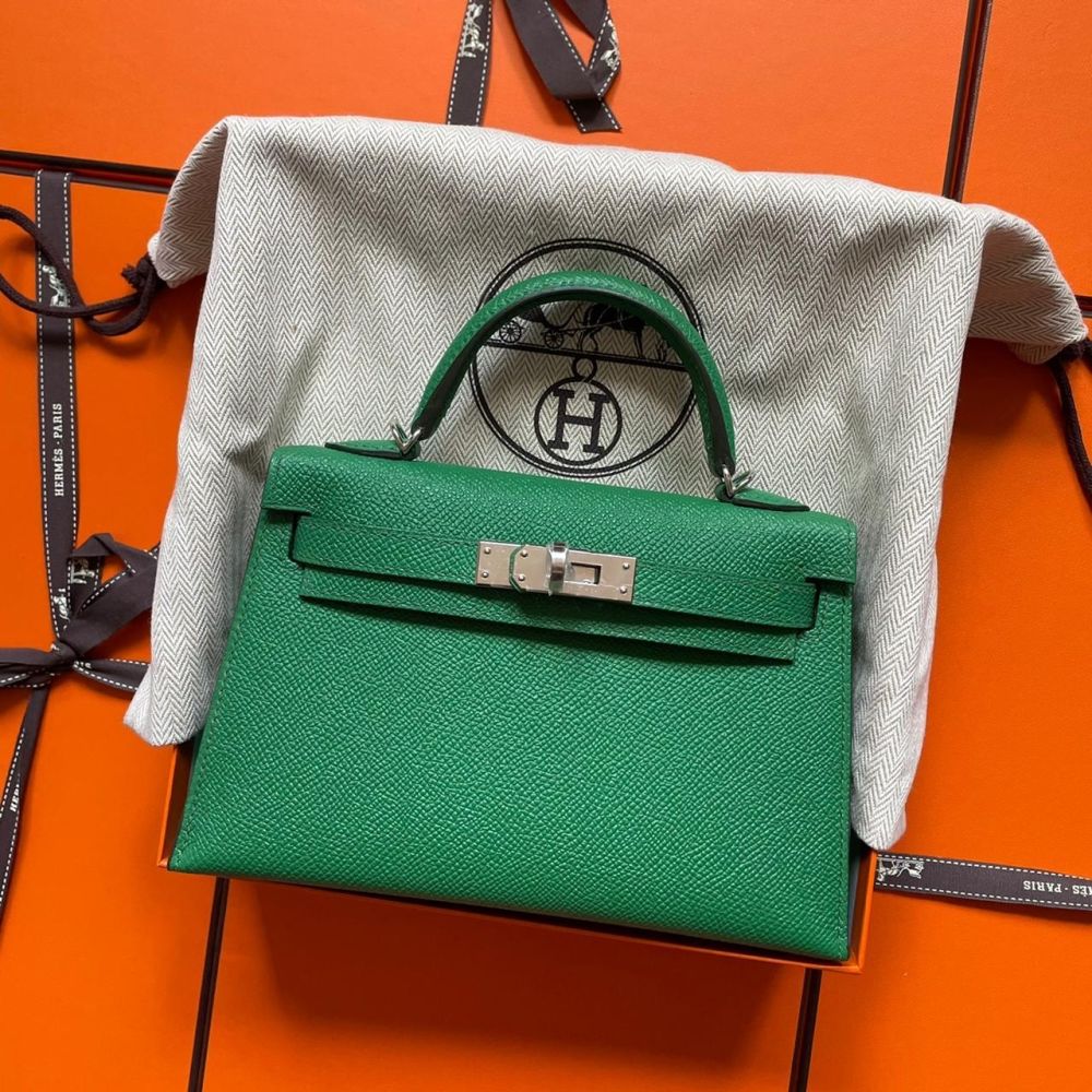 Hermès Kelly Limited Edition 20 Cactus/Paille Verso Epsom Palladium Hardware PHW