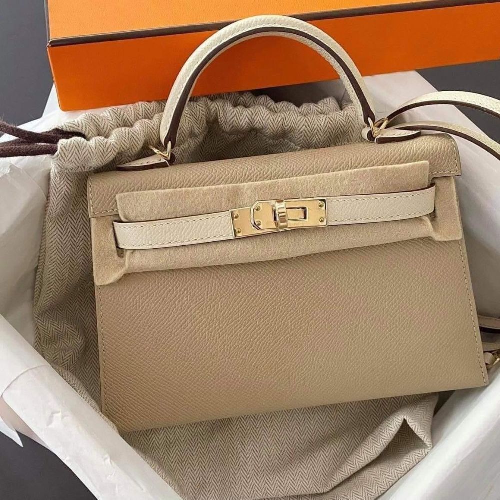 Hermès Special Order (HSS) Kelly Sellier 32 Etoupe and Craie Epsom
