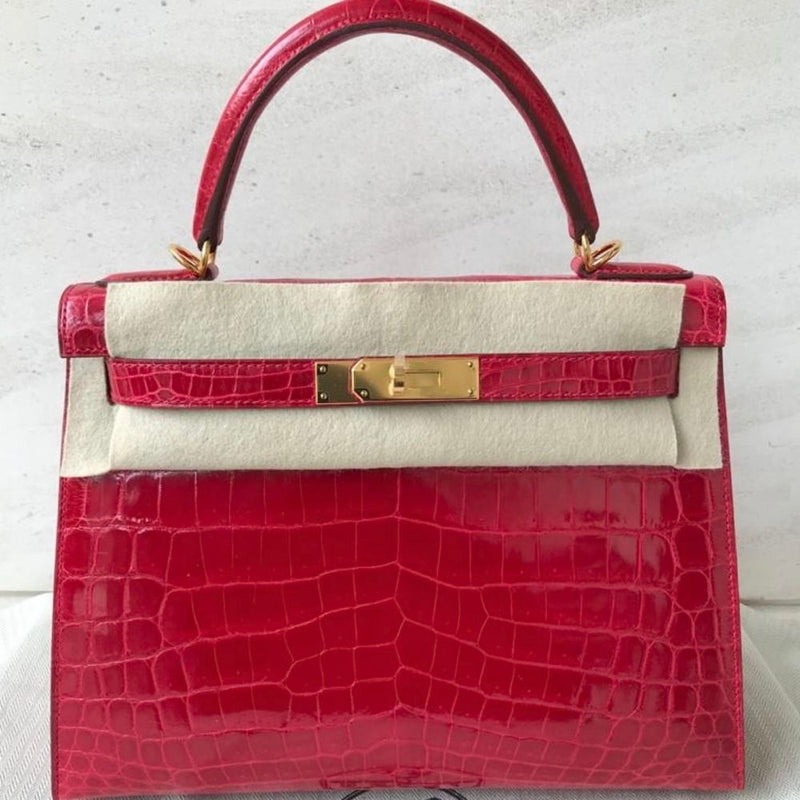 Hermès Kelly 28 Braise Sellier Crocodile Niloticus Lisse Gold Hardware GHW