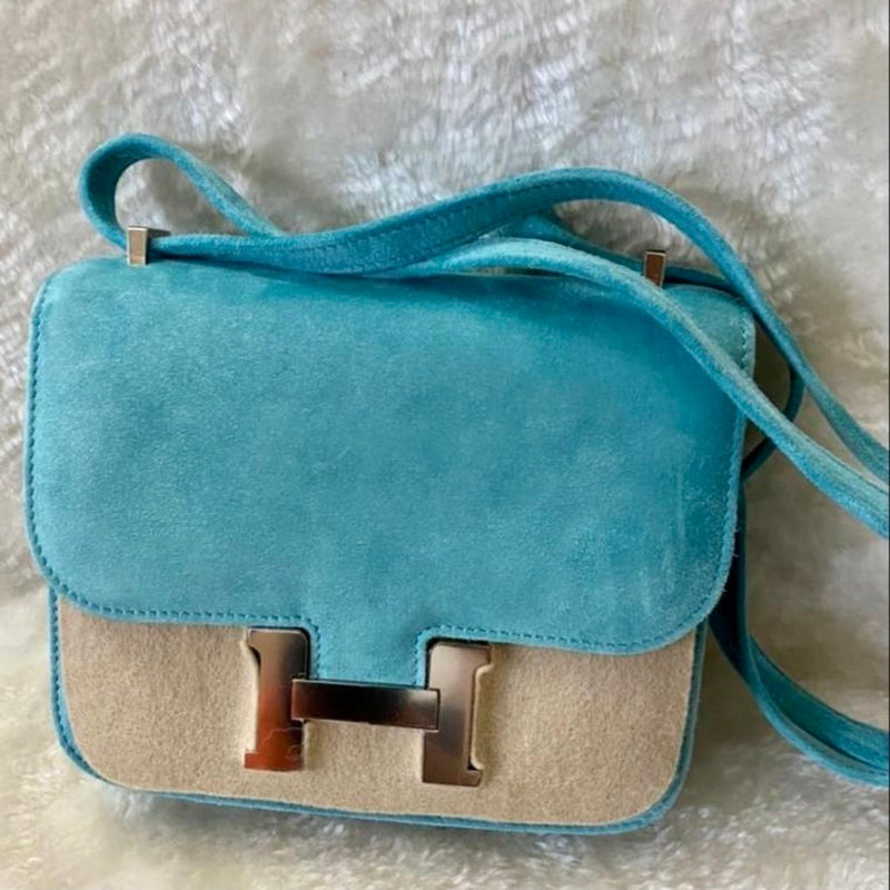 Hermès Constance 18 Bleu Atoll Doblis Suede Palladium Hardware PHW
