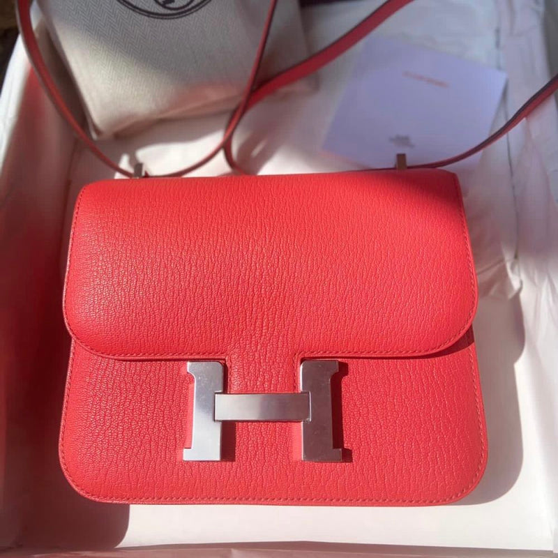 Hermès Constance 18 Rose Texas Chevre Mysore Palladium Hardware PHW