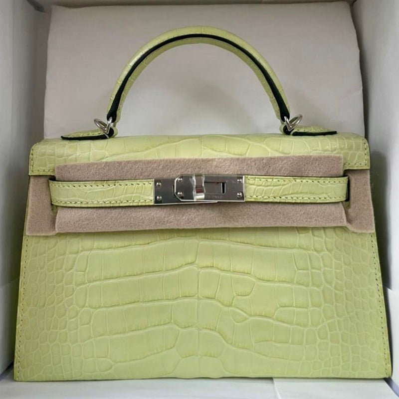 Hermès Kelly 20 Jaune Bourgeon Sellier Alligator Mississippi Matte Palladium Hardware PHW