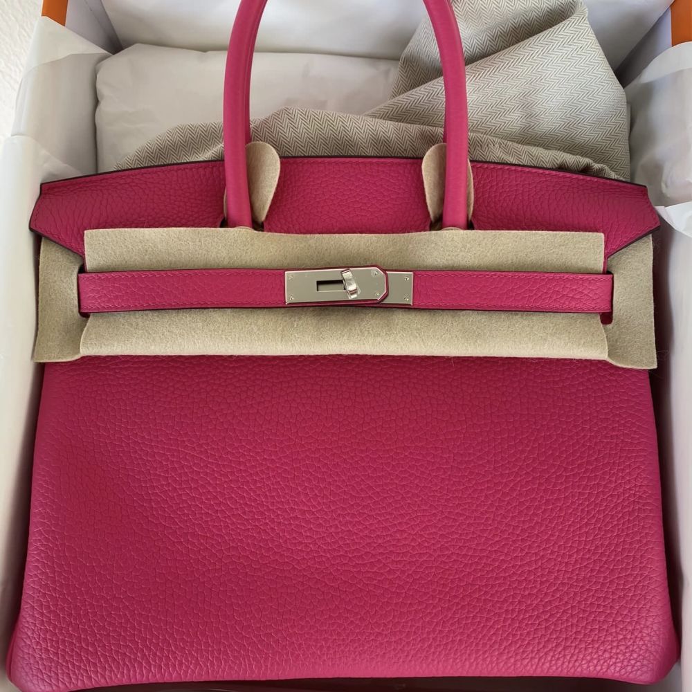 Hermès Birkin 30 Rose Shocking Taurillon Clemence Palladium Hardware PHW