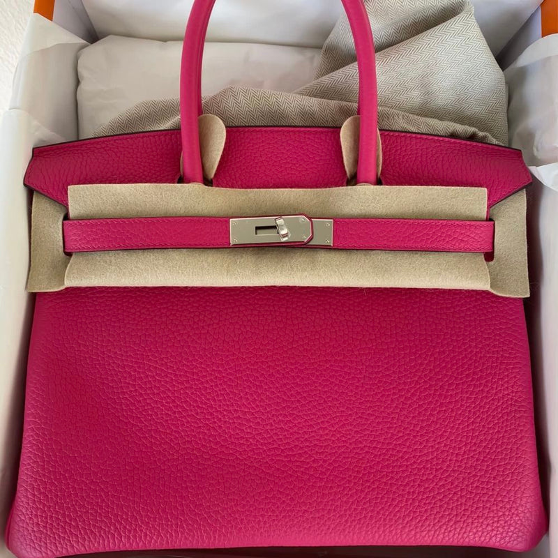 Hermès Birkin 30 Rose Shocking Taurillon Clemence Palladium Hardware PHW