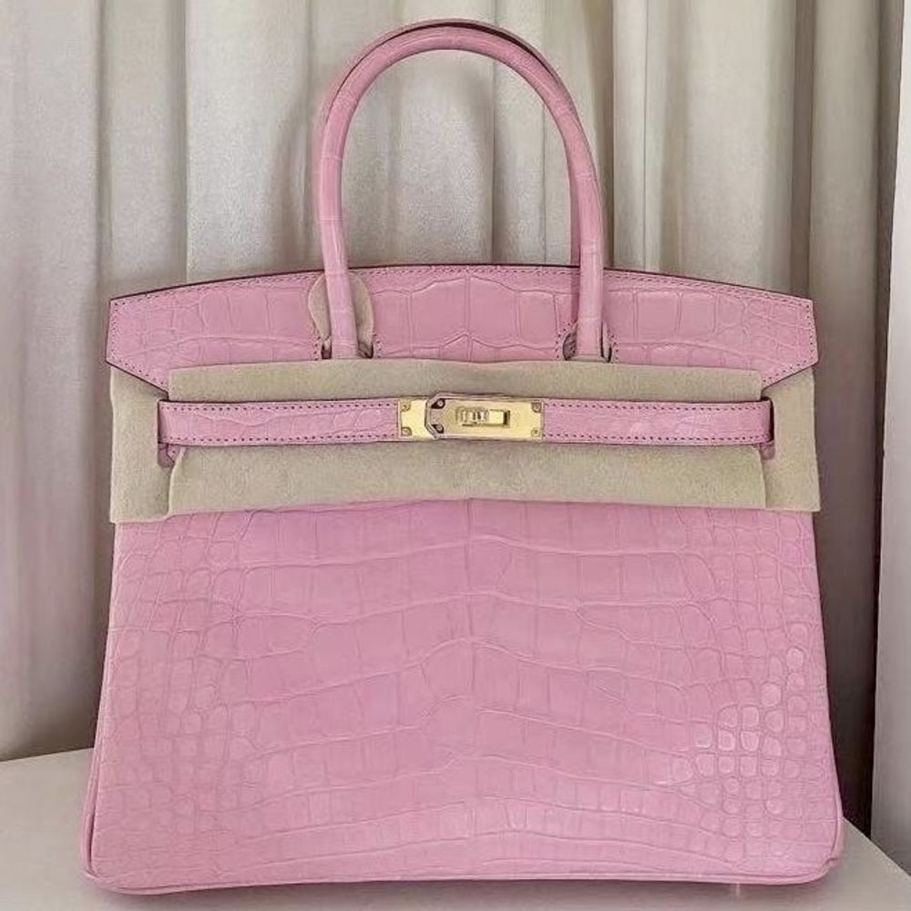 Hermès Birkin 30 Pink Bubblegum Alligator Mississippi Matte Gold
