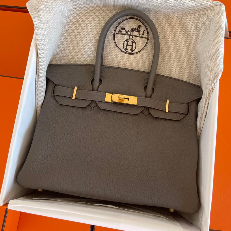Hermès Birkin 30 Gris Etain Togo Gold Hardware GHW