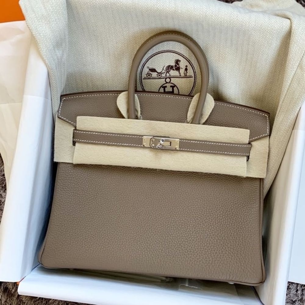 Holy Grail* Hermes Birkin 25 Handbag Etoupe Togo Leather With Palladi –  Bags Of Personality