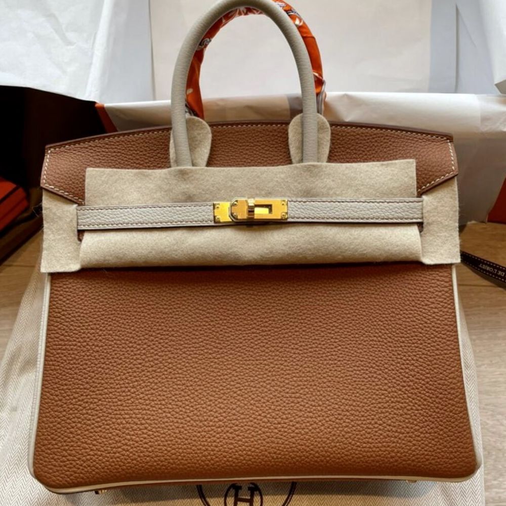 Hermès Birkin HSS 25 Gold/Craie Togo Gold Hardware GHW