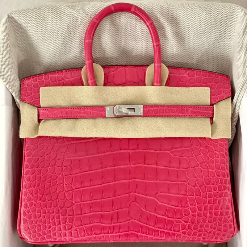 Hermès Birkin HSS 25 Rose Extreme Alligator Mississippi Matte Brushed Palladium Hardware BPHW
