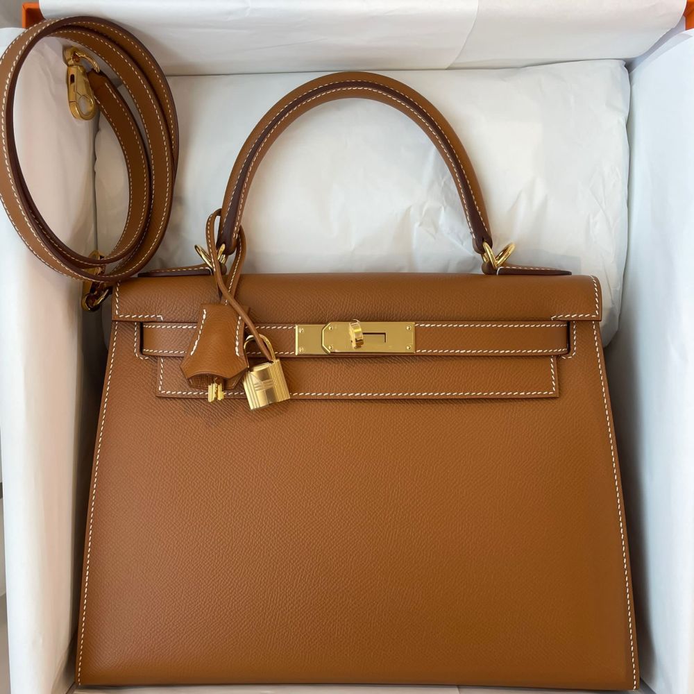 Hermès Kelly 28 Gold Sellier Epsom Gold Hardware GHW