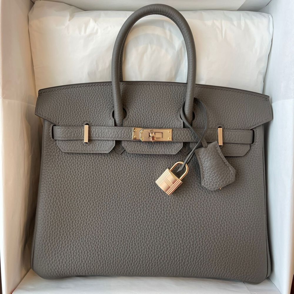 Hermès Birkin 25 Gris Etain Togo Rose Gold Hardware RGHW