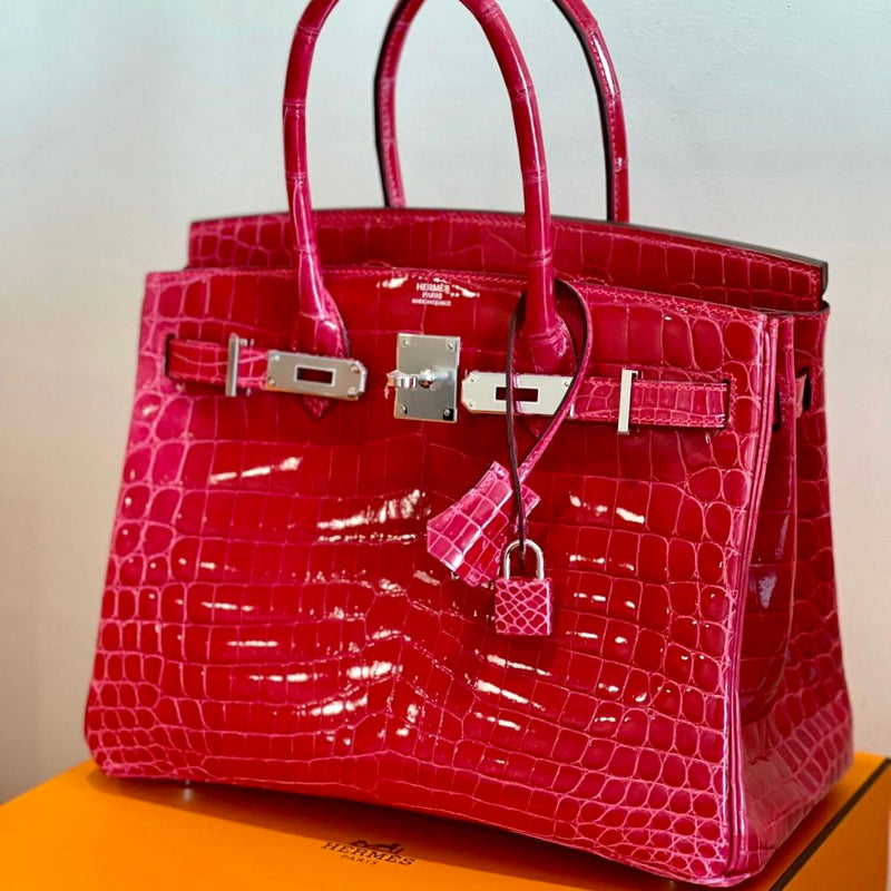 Hermès Birkin 30 Rose Extreme Crocodile Niloticus Lisse Palladium Hardware PHW