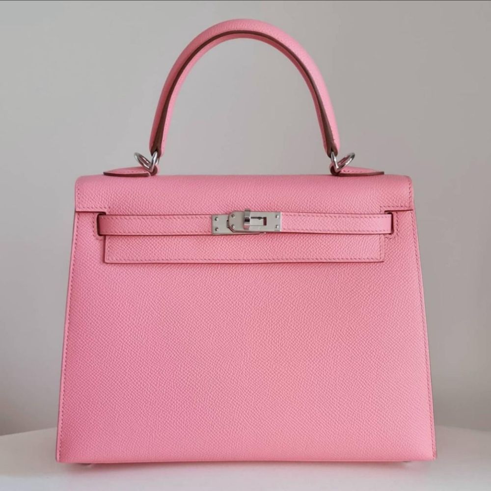 Hermès Kelly 25 Rose Confetti Sellier Epsom Palladium Hardware PHW