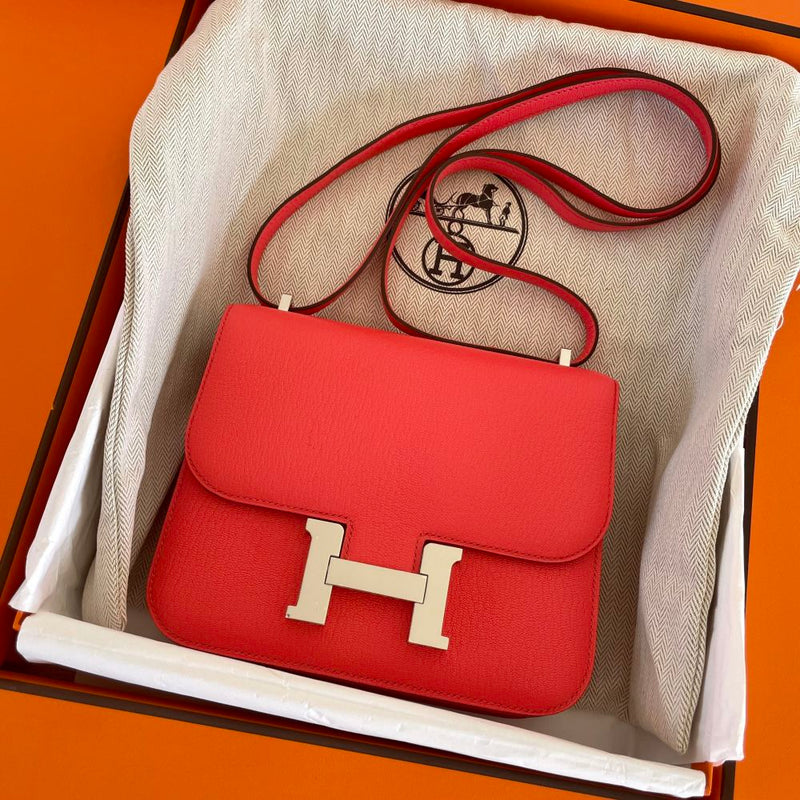 Hermès Constance 18 Rose Texas Chevre Mysore Palladium Hardware PHW