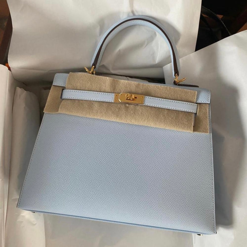 Hermès Kelly 25 Brume Sellier Epsom Gold Hardware GHW