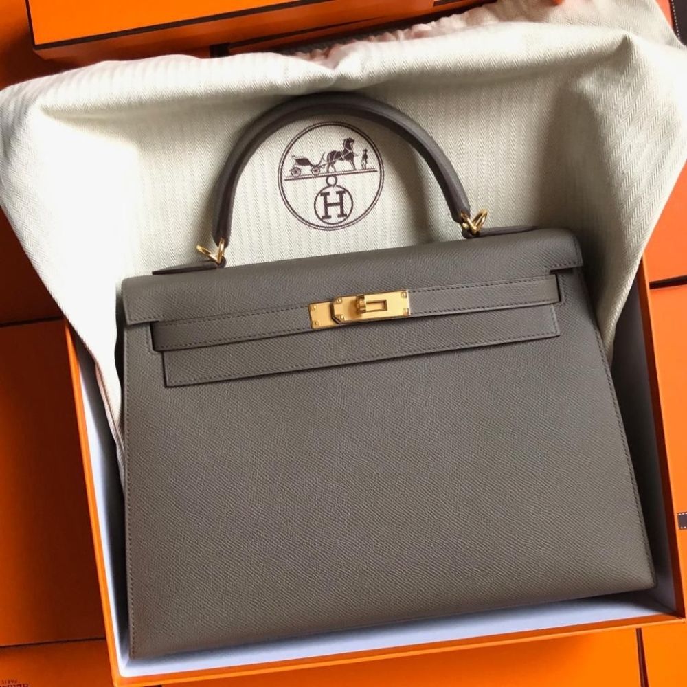 Hermès Kelly 25 Gris Etain Sellier Epsom Gold Hardware GHW — The