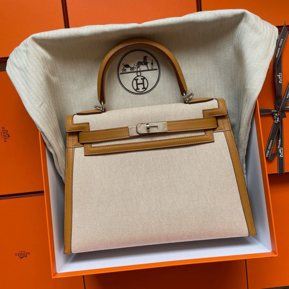 Hermès Kelly Limited Edition 28 Sesame Toile Palladium Hardware PHW — The  French Hunter