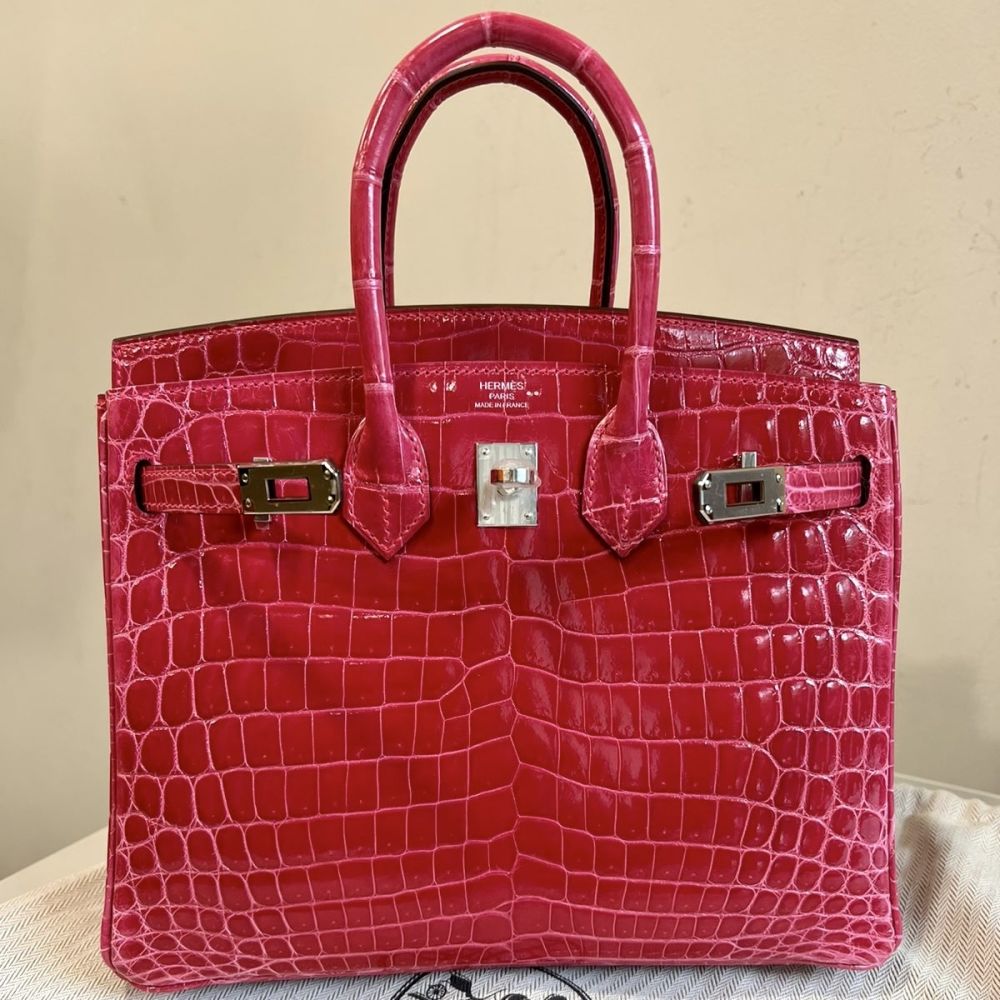 Hermès Birkin 25 Rose Extreme Crocodile Niloticus Lisse Palladium Hardware PHW