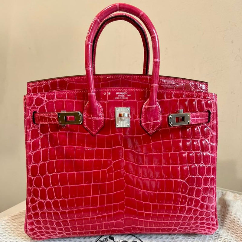 Hermès Birkin 25 Rose Extreme Crocodile Niloticus Lisse Palladium Hardware PHW