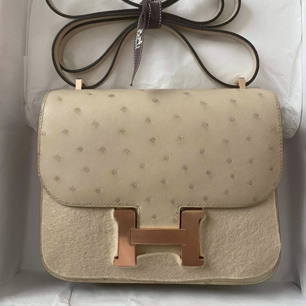 Hermès Constance 18 Parchemin Ostrich Rose Gold Hardware RGHW