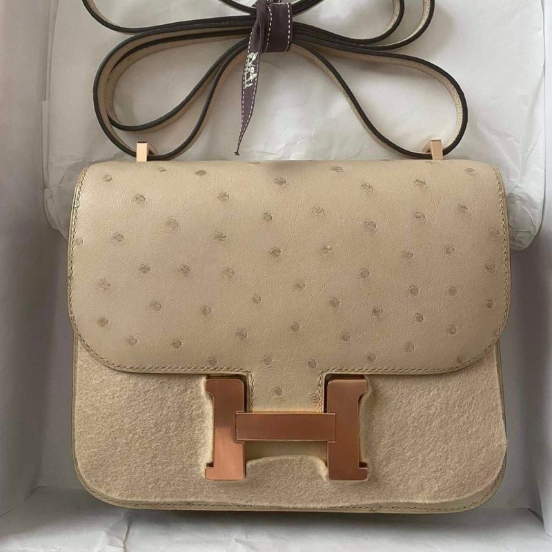 Hermès Constance 18 Parchemin Ostrich Rose Gold Hardware RGHW