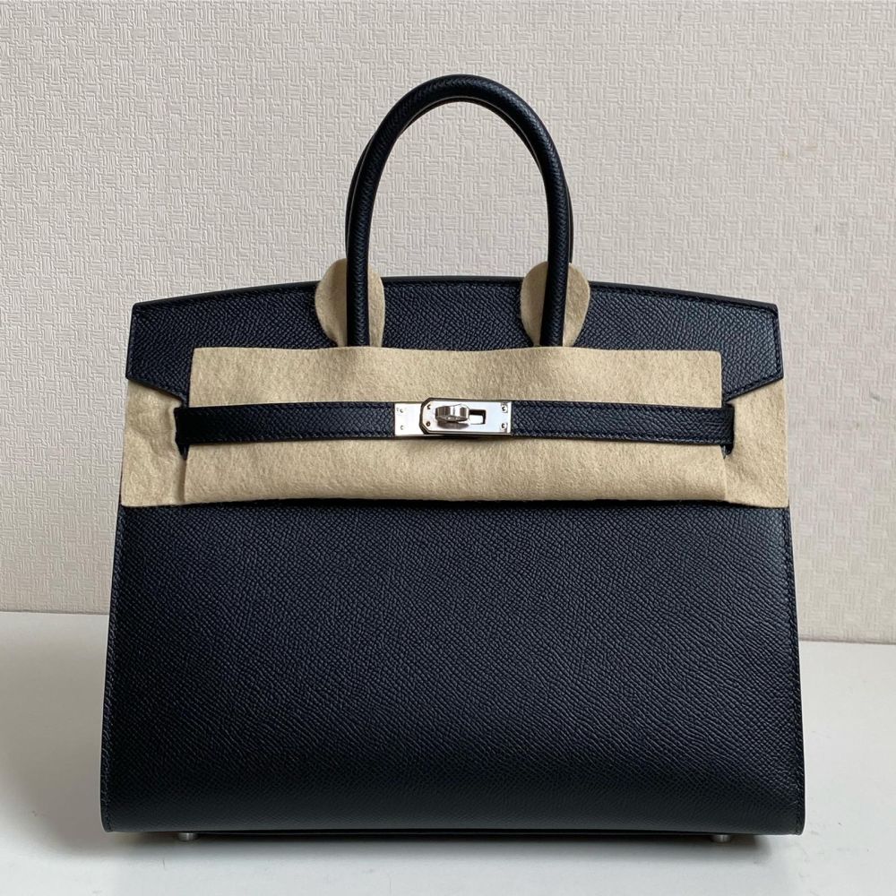 Hermès Birkin 25 Noir (Black) Sellier Epsom Palladium Hardware PHW