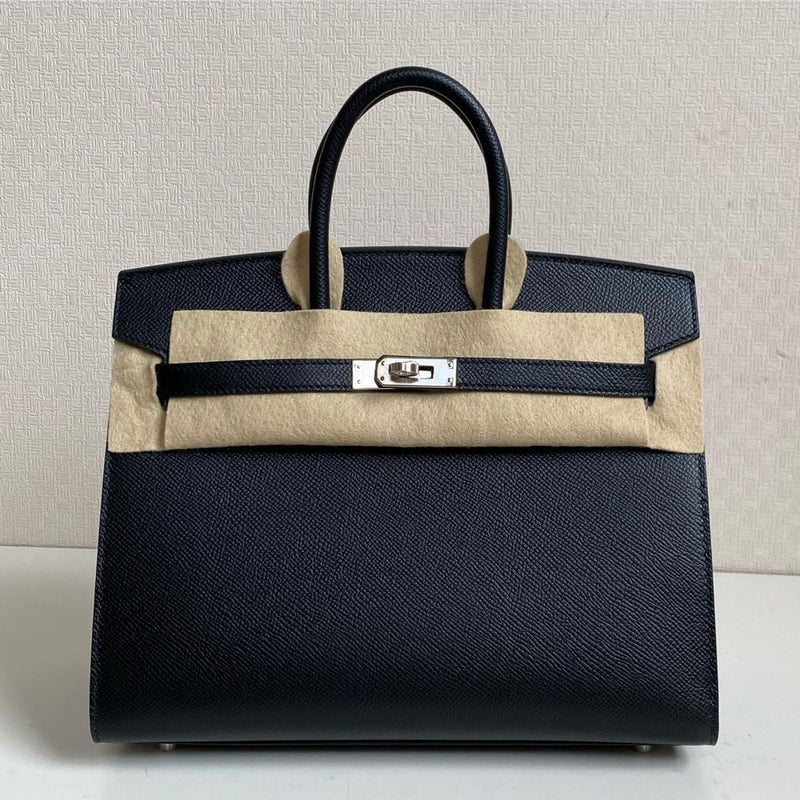 Hermès Birkin 25 Noir (Black) Sellier Epsom Palladium Hardware PHW