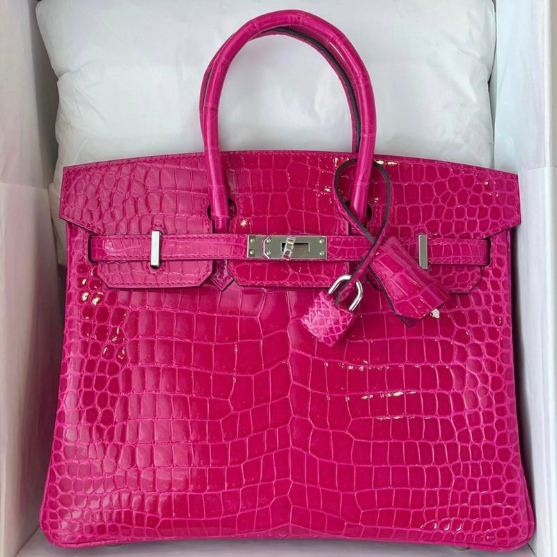 Hermès Birkin 25 Rose Mexico Crocodile Porosus Lisse Palladium Hardware PHW
