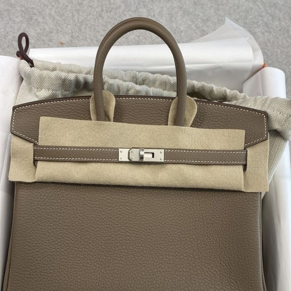 Hermes Etoupe Grey Togo Leather Palladium Hardware Birkin 35 Bag